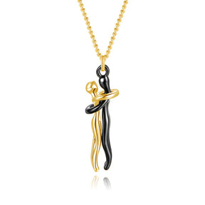 Necklace : Hartelijke Charm Ketting Dames - Warmte Verbinding Genegenheid - Zilver in Zwart Goud van Pantino