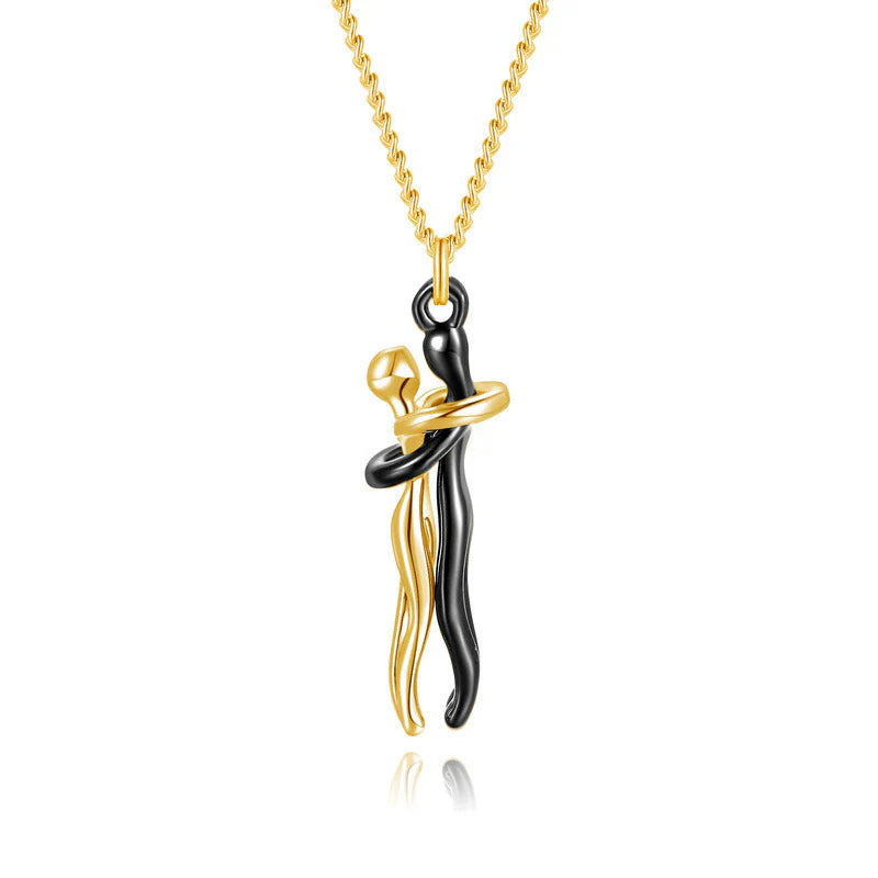 Necklace : Hartelijke Charm Ketting Dames - Warmte Verbinding Genegenheid - Zilver in Zwart Goud van Pantino