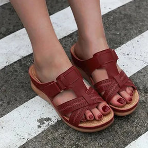 Sandals : Sandalen Dames Lichtbruin - Orthopedische - Ideaal voor Dagelijks Comfort en Ergonomische Ondersteuning in Rood van Pantino