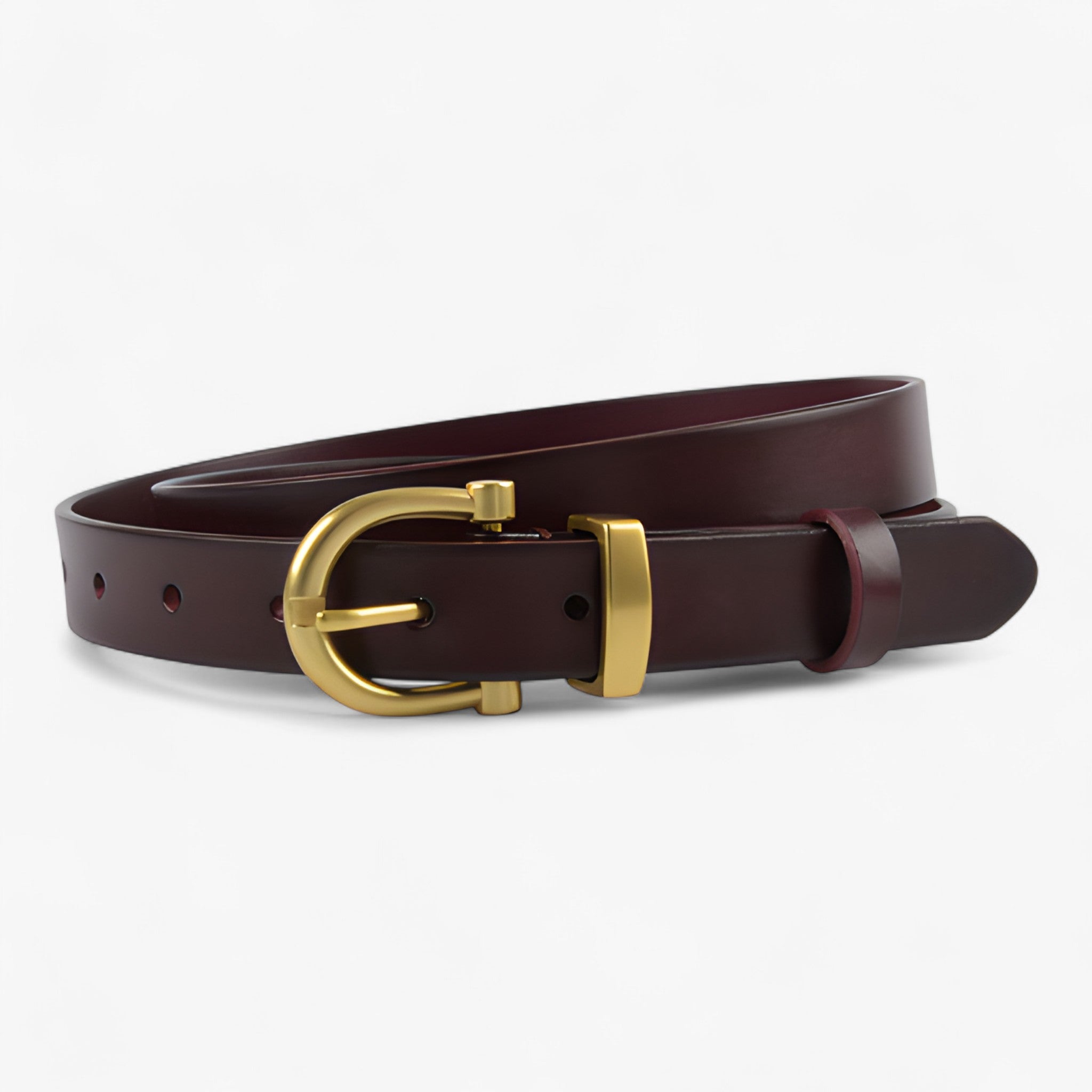Belt : Leren Riem - Perfect voor Casual en Formele Kleding - Donkerbruin in Bourgondisch 105cm van Pantino