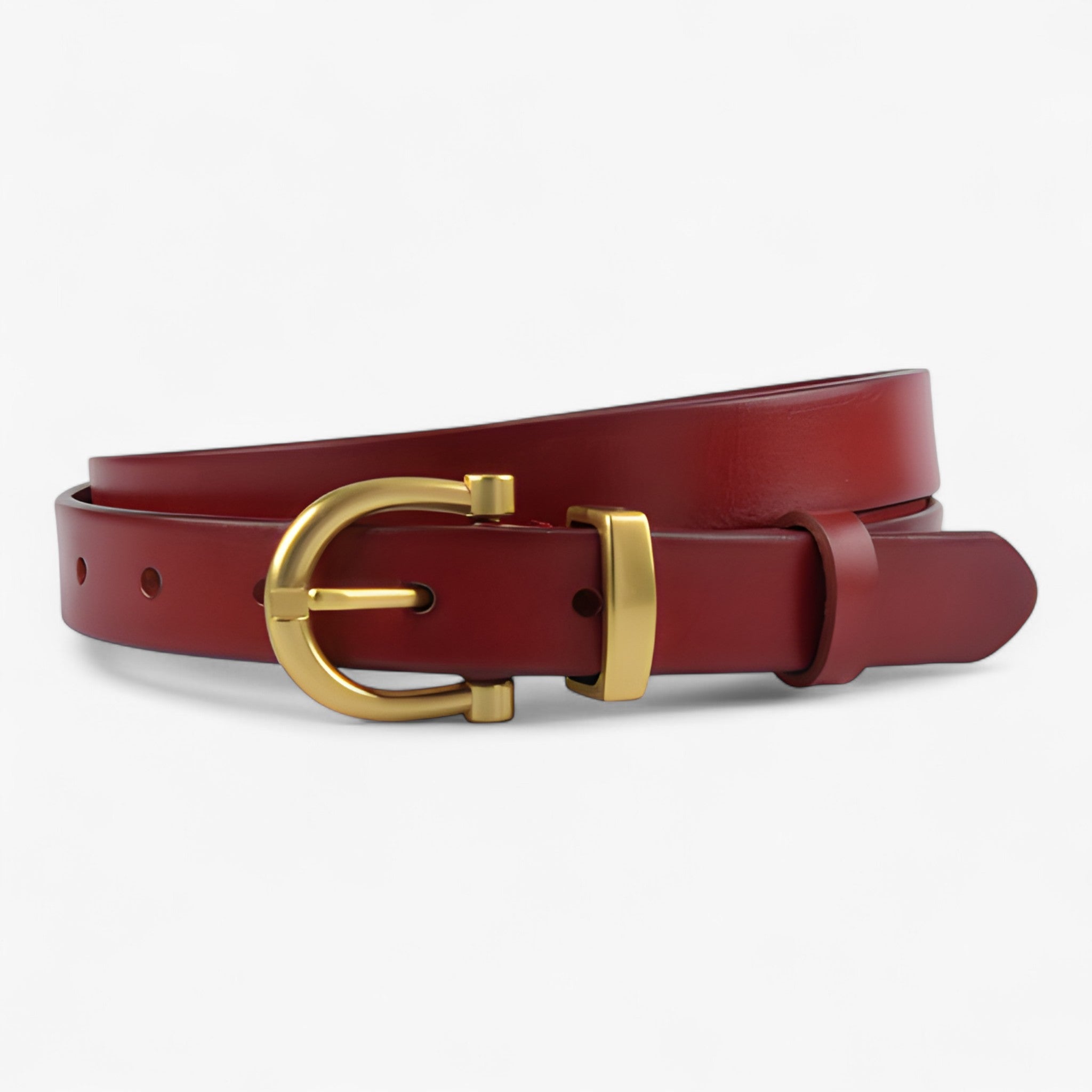 Belt : Leren Riem - Perfect voor Casual en Formele Kleding - Donkerbruin in Kersenrood 105cm van Pantino