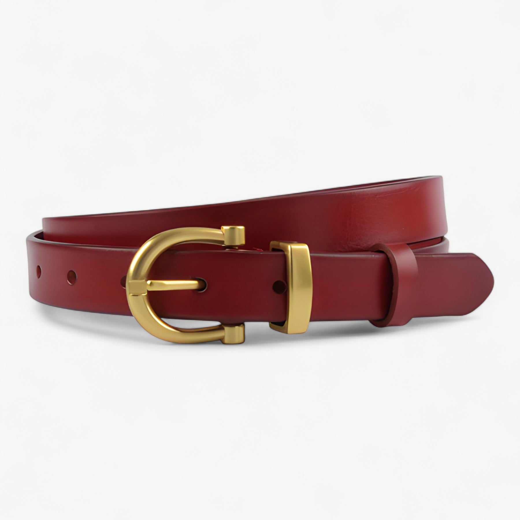 Belt : Leren Riem - Perfect voor Casual en Formele Kleding - Donkerbruin in Kersenrood 105cm van Pantino