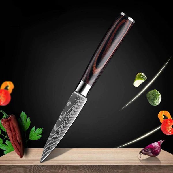 home & garden : Damascus Japanse Messenset RVS - 2-delig: 8 Inch Broodmes & Koksmes in 3.5” SCHILMESJE van Pantino