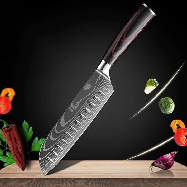 home & garden : Damascus Japanse Messenset RVS - 2-delig: 8 Inch Broodmes & Koksmes in 7” SANTOKU MES van Pantino