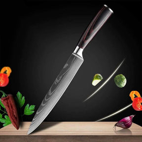 home & garden : Damascus Japanse Messenset RVS - 2-delig: 8 Inch Broodmes & Koksmes in 8” VLEESMES van Pantino