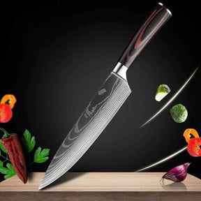 home & garden : Damascus Japanse Messenset RVS - 2-delig: 8 Inch Broodmes & Koksmes in 8” SCHEFSMESSEN van Pantino