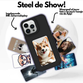 Phone Case : Telefoonhoesje Zwart - Canvas Cover Stijlvol Design - Canvas in van Pantino