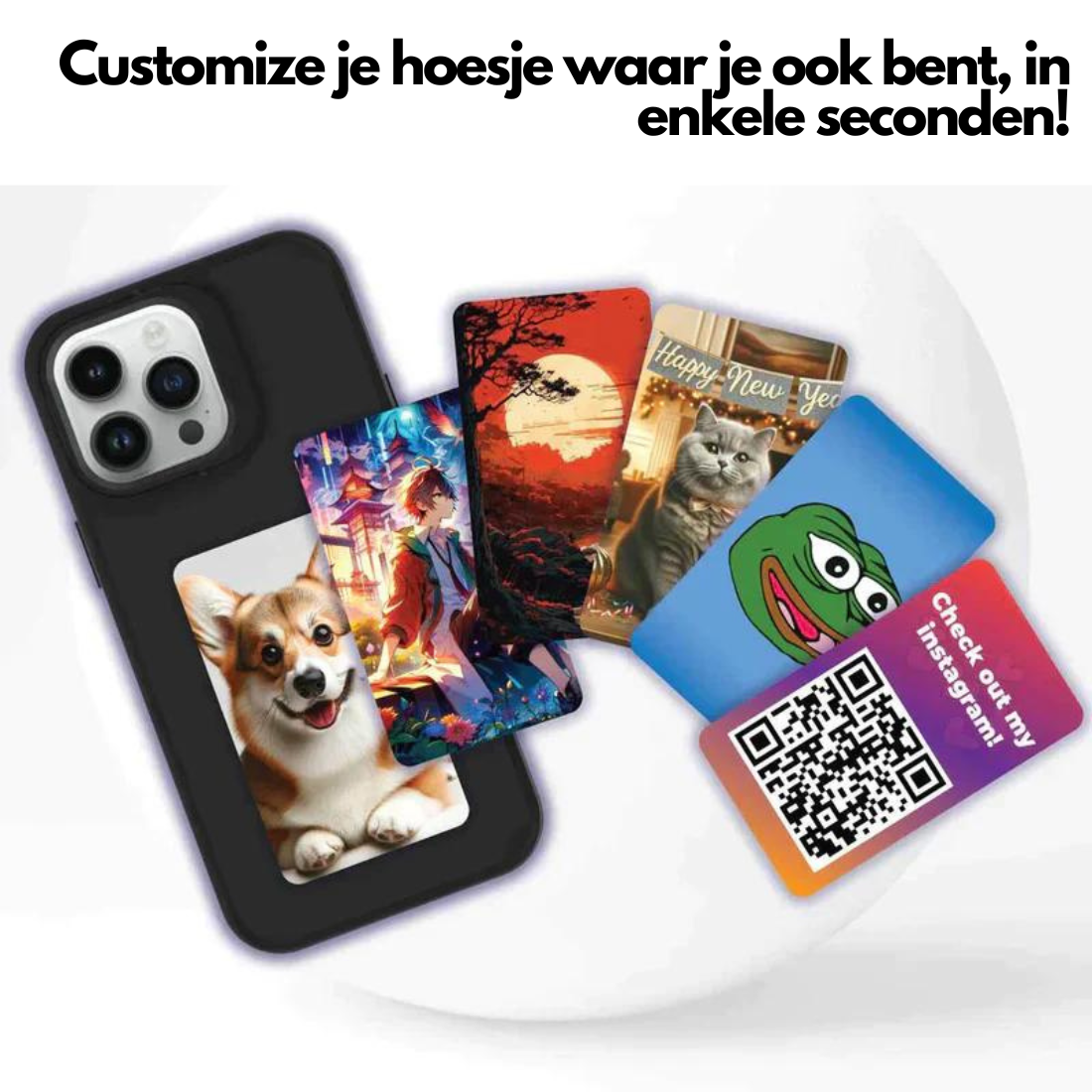 Phone Case : Telefoonhoesje Zwart - Canvas Cover Stijlvol Design - Canvas in van Pantino