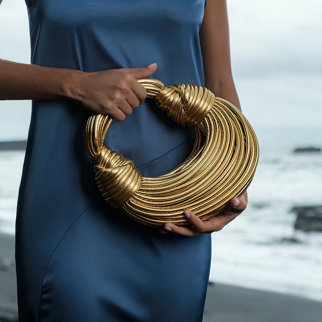bags : Elegante Handtas Dames Goud - Stijlvolle Avondtas Mesh - Metaal in van Pantino