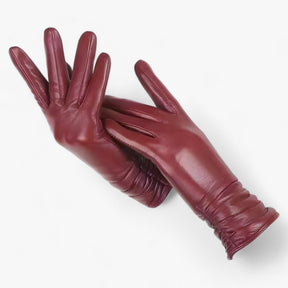 Sheepskin Gloves : Schapenvellen Handschoenen voor Vrouwen Dames - K Klasiek Stijl en Winterbescherming - Blauw Lac in Bordeaux van Pantino
