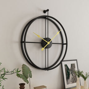 home & garden : Nordic Wandklok - Hedendaagse Wandklok - Verfraait Uw Ruimte met Scandinavische Charme in Zwart horloge met gouden wijzer van Pantino