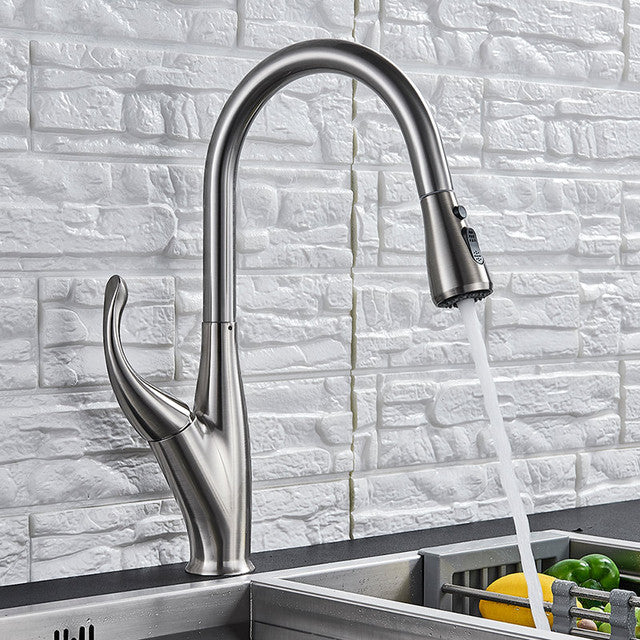 home & garden : Keukenmengkraan Zwart Geborsteld - Warm en Koud Water - RVS in Geborsteld nikkel zilver van Pantino