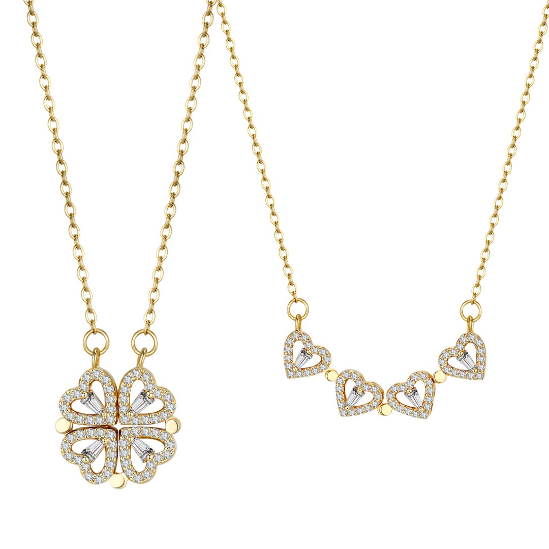 Necklace : Dubbele Geluk Krijg 1+1 Gratis Lucky voor Jou en Je Vriend in Goud (1+1 GRATIS) van Pantino