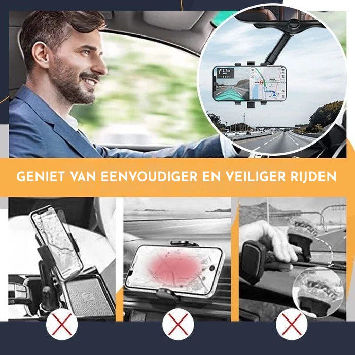 gadgets : 360° Telefoonhouder Auto Zwart Maxi - Stabiel Verstelbaar - Kunststof in van Pantino