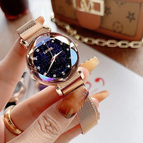 watches : Dameshorloge Goud - Kristal Sterren Galaxy Look Magnetisch - RVS in van Pantino
