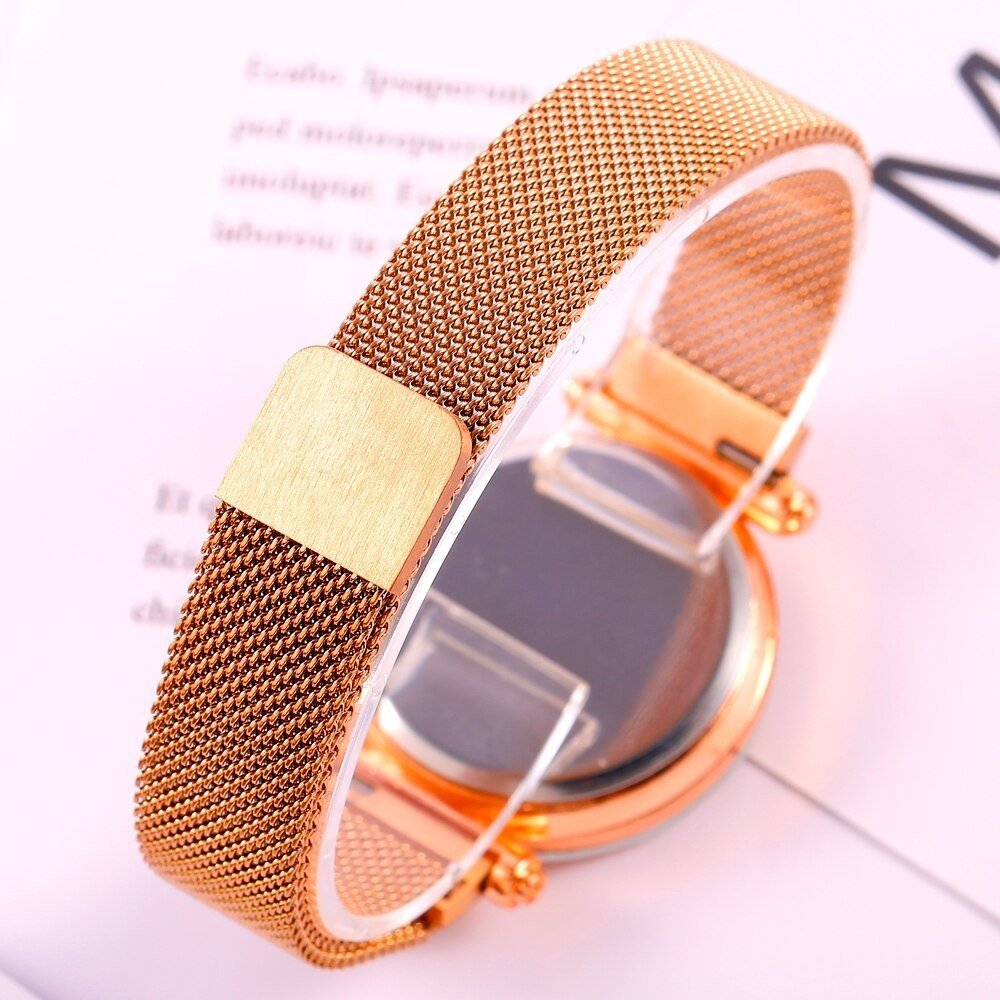 watches : Dameshorloge Goud - Kristal Sterren Galaxy Look Magnetisch - RVS in van Pantino