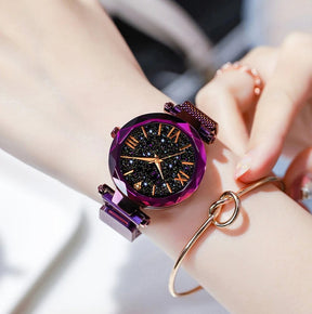 watches : Dameshorloge Goud - Kristal Sterren Galaxy Look Magnetisch - RVS in van Pantino