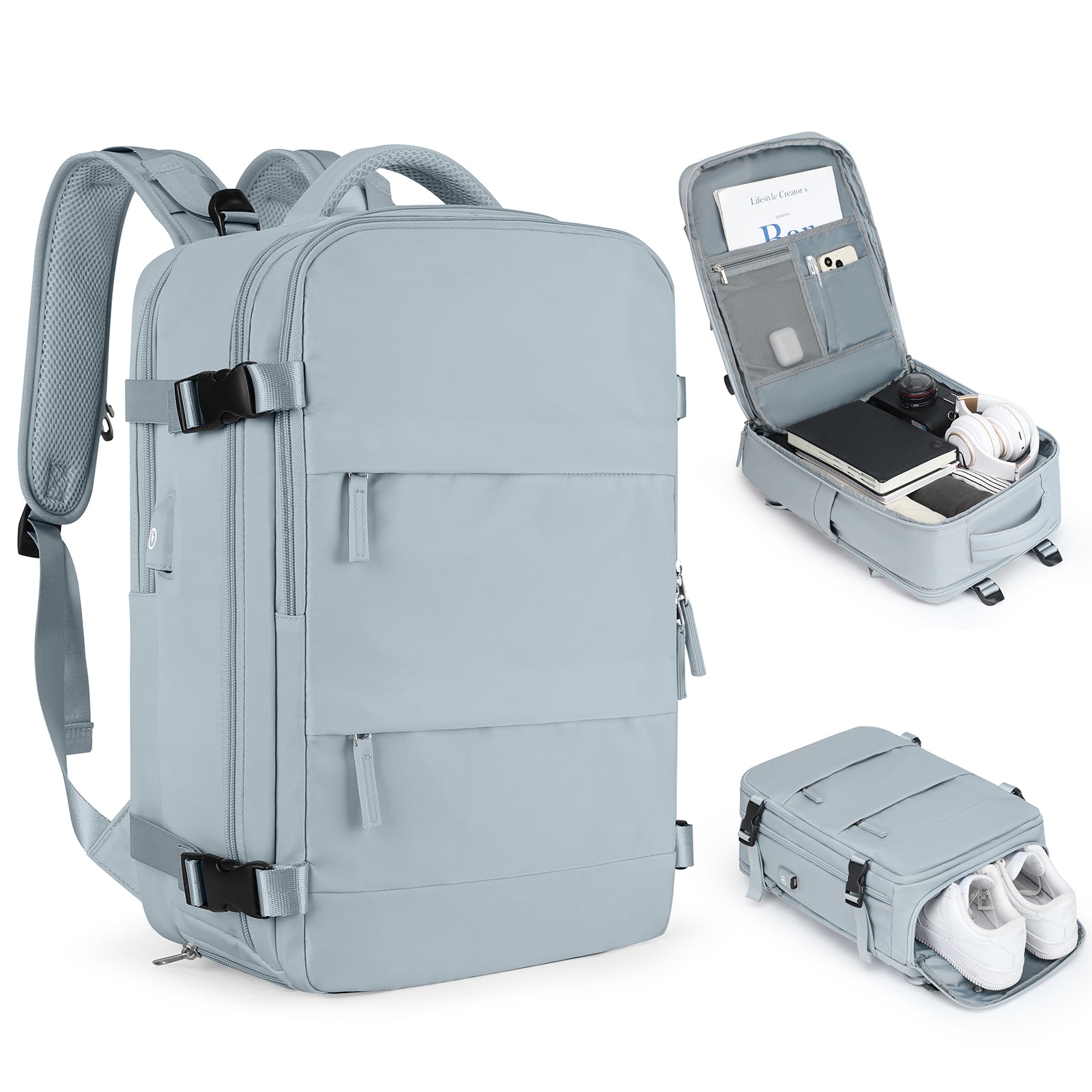 bags : Multifunctionele Reisrugzak - Laptop Waterdicht Outdoor - Nylon in Blauw van Pantino