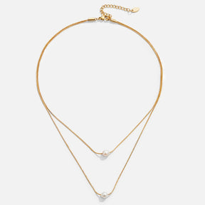 Necklace : Ketting Goud - Mira Pearl 40cm in van Pantino