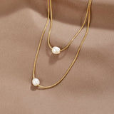 Gold Necklace - Mira Pearl 40cm
