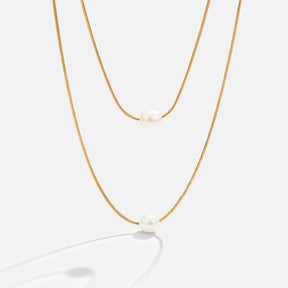 Necklace : Ketting Goud - Mira Pearl 40cm in 18K Goud van Pantino