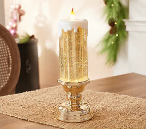 home & garden : Kleur Veranderende LED Water Kaars met Glitter - Gouden Basis in van Pantino