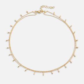 Necklace : Ketting Goud - Lena Crystal Roestvrij Staal 5 Cm in van Pantino
