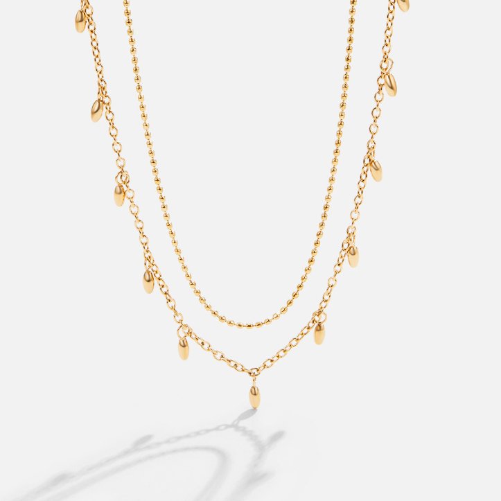Necklace : Ketting Goud - Lena Crystal Roestvrij Staal 5 Cm in van Pantino