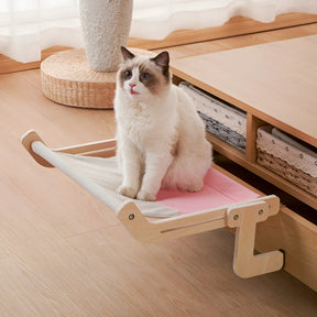 pets : Katten Hangmat - Elegant Houten Wandmontage Bed - Hout in Oranje van Pantino