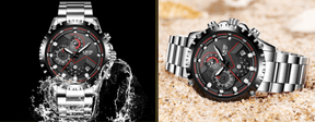 watches : Horloge Heren Zwart - Militair Stalen in van Pantino