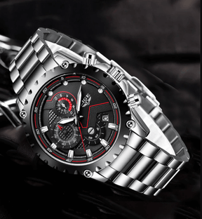 watches : Horloge Heren Zwart - Militair Stalen in Zwart van Pantino