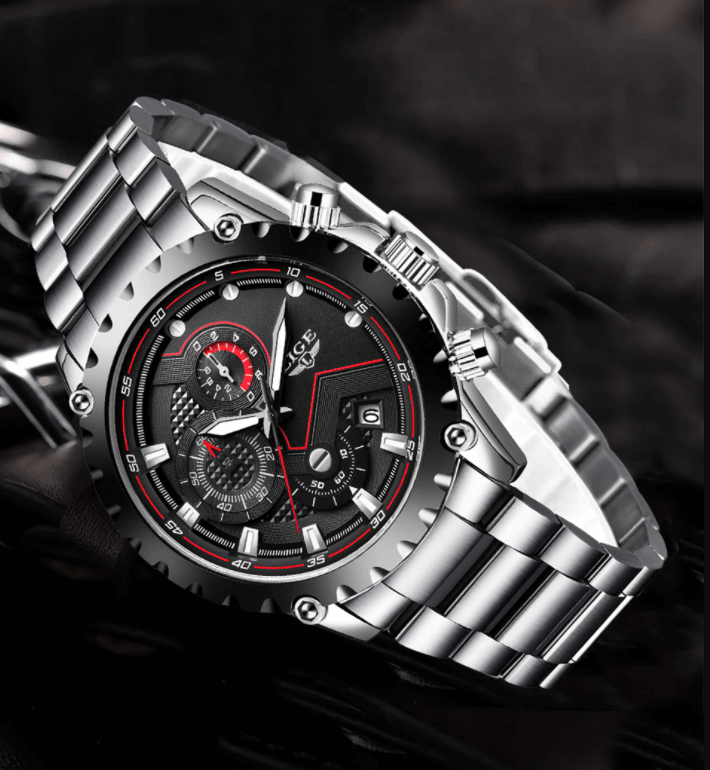watches : Horloge Heren Zwart - Militair Stalen in Zwart van Pantino