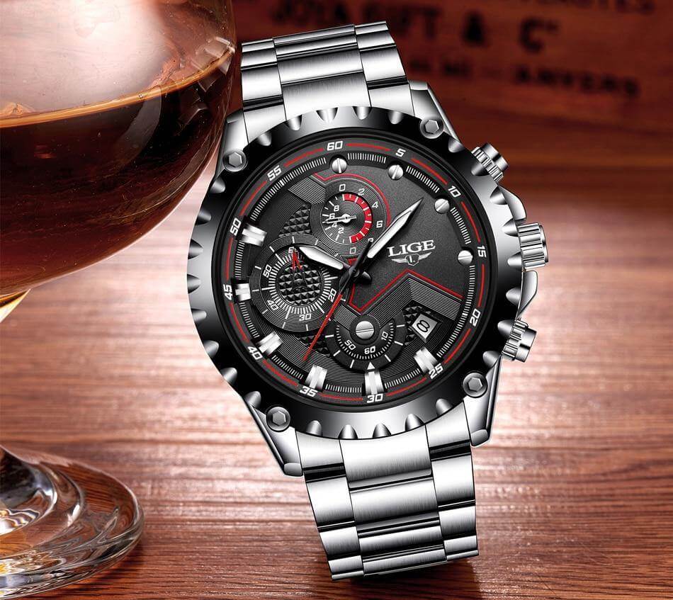 watches : Horloge Heren Zwart - Militair Stalen in van Pantino
