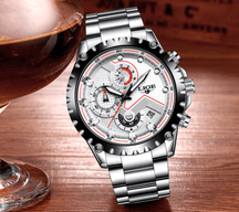 watches : Horloge Heren Zwart - Militair Stalen in Wit van Pantino