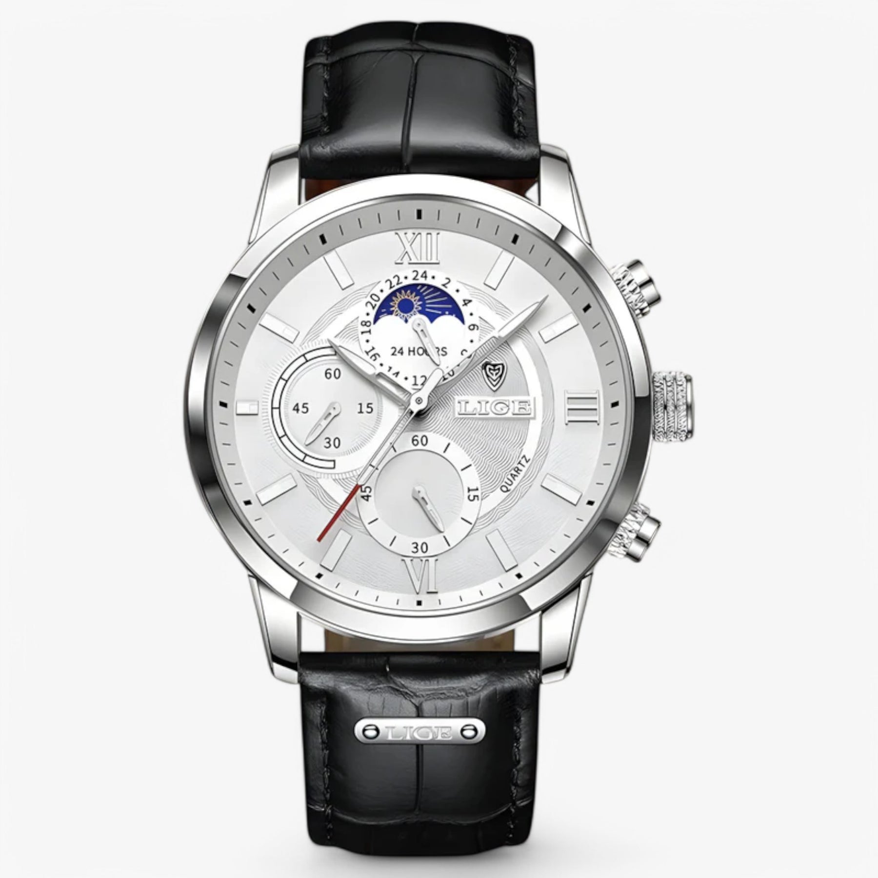 watches : Horloge Heren Wit Goud - Herenhorloge in Zilver Wit van Pantino