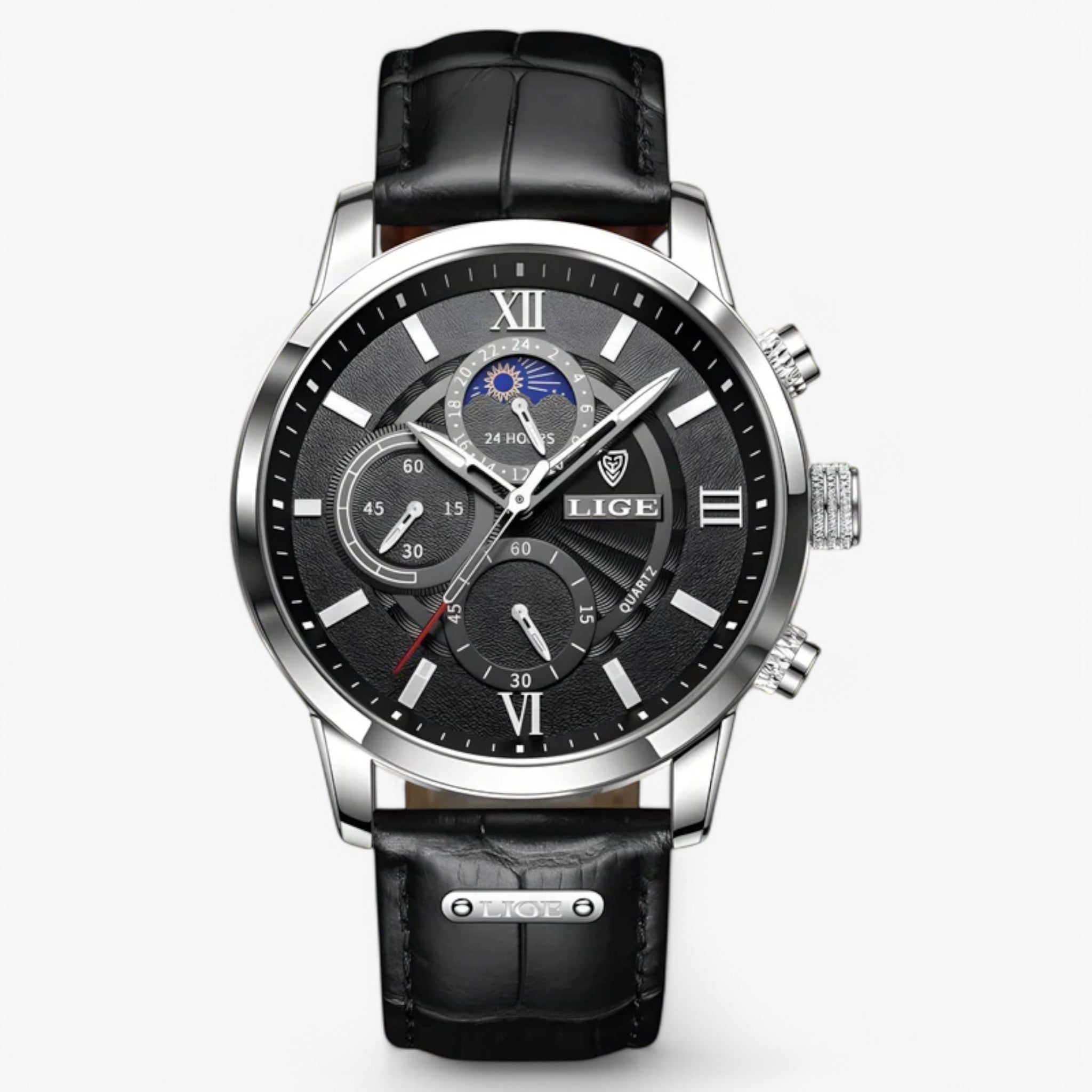 watches : Horloge Heren Wit Goud - Herenhorloge in Zilver Zwart van Pantino