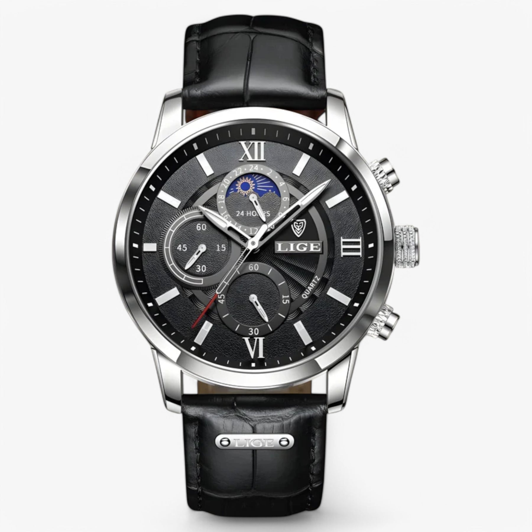 watches : Horloge Heren Wit Goud - Herenhorloge in Zilver Zwart van Pantino