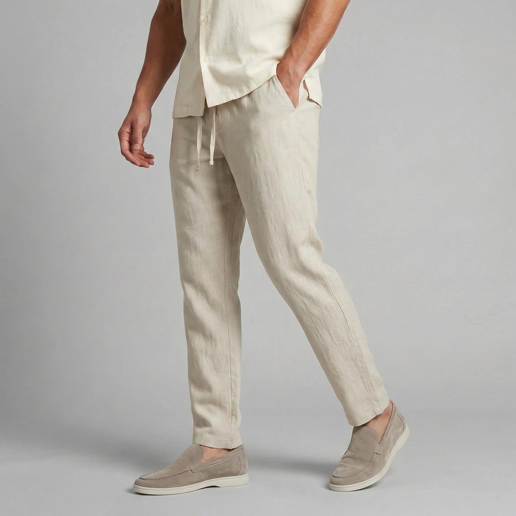 Heren broeken : Wijde linnen herenbroek - Relaxed comfort voor de zomer in Linnen van Pantinoshop