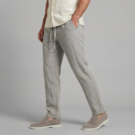 Heren broeken : Wijde linnen herenbroek - Relaxed comfort voor de zomer in Grijs van Pantinoshop