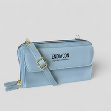 bags : EviBella - Compact Telefoontasje - Zwart in Lichtblauw van Pantino