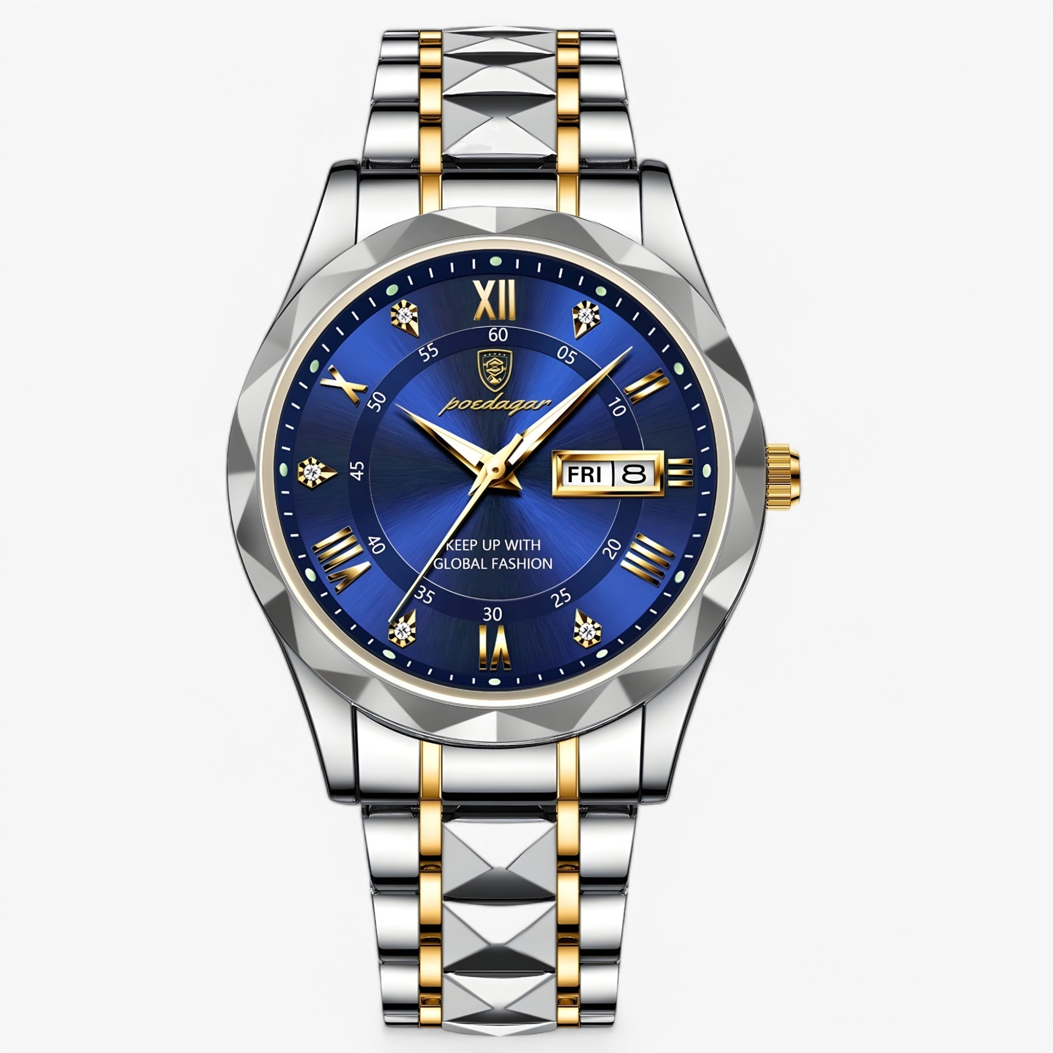 watches : Heren Automatisch Horloge Zilverblauw - Klassiek Polshorloge met Blauwe Lederen Band 40mm in Zilverblauw van Pantino