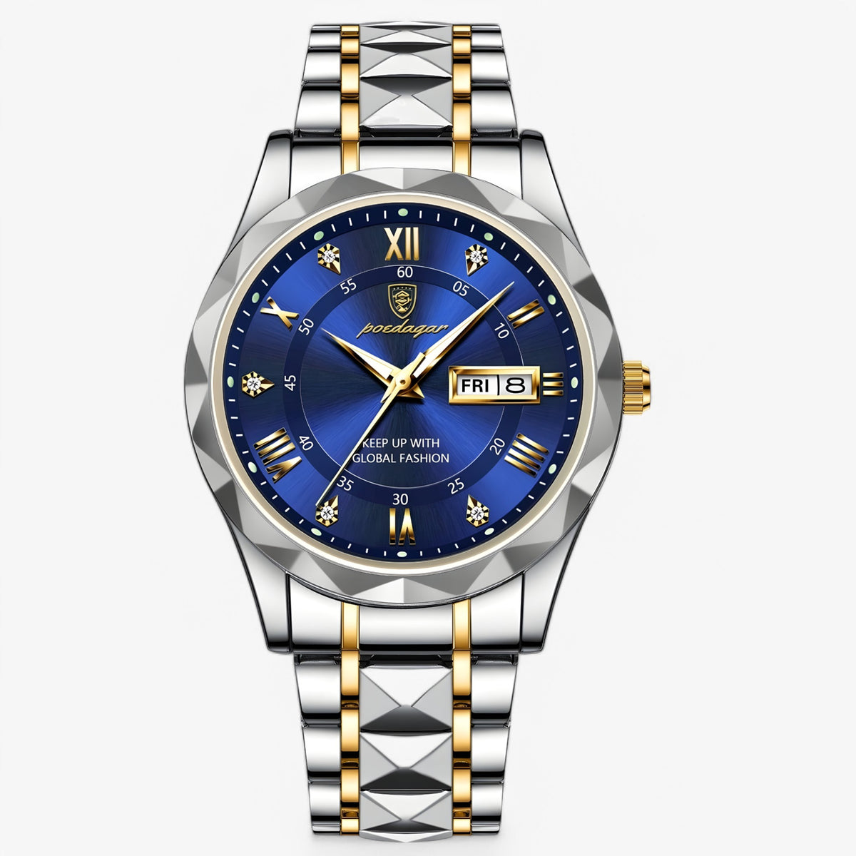 watches : Heren Automatisch Horloge Zilverblauw - Klassiek Polshorloge met Blauwe Lederen Band 40mm in Zilverblauw van Pantino