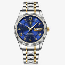 watches : Heren Automatisch Horloge Zilverblauw - Klassiek Polshorloge met Blauwe Lederen Band 40mm in Zilverblauw van Pantino