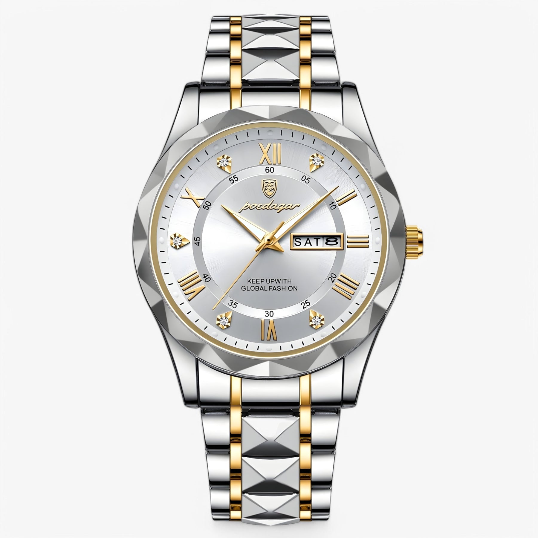 watches : Heren Automatisch Horloge Zilverblauw - Klassiek Polshorloge met Blauwe Lederen Band 40mm in Zilver Wit (Nog 7 stuks) van Pantino