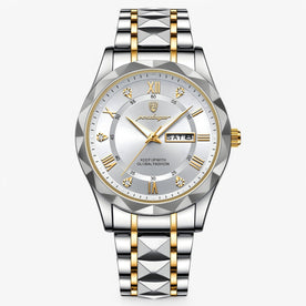watches : Heren Automatisch Horloge Zilverblauw - Klassiek Polshorloge met Blauwe Lederen Band 40mm in Zilver Wit (Nog 7 stuks) van Pantinoshop