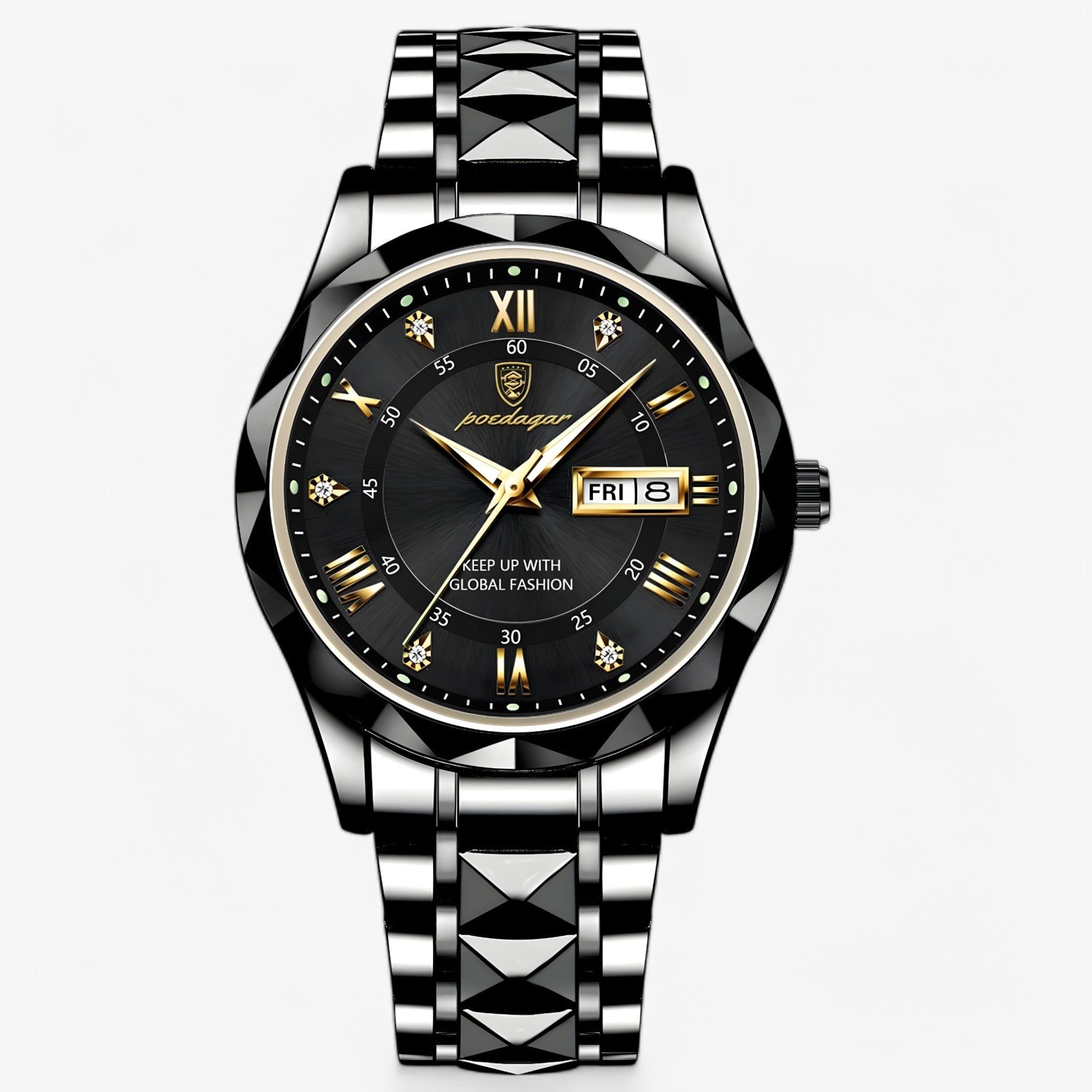 watches : Heren Automatisch Horloge Zilverblauw - Klassiek Polshorloge met Blauwe Lederen Band 40mm in Zwart (Nog 4 stuks) van Pantino