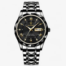 watches : Heren Automatisch Horloge Zilverblauw - Klassiek Polshorloge met Blauwe Lederen Band 40mm in Zwart (Nog 4 stuks) van Pantino