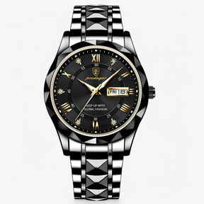 watches : Heren Automatisch Horloge Zilverblauw - Klassiek Polshorloge met Blauwe Lederen Band 40mm in Zwart (Nog 4 stuks) van Pantino