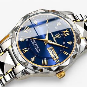 watches : Heren Automatisch Horloge Zilverblauw - Klassiek Polshorloge met Blauwe Lederen Band 40mm in van Pantino