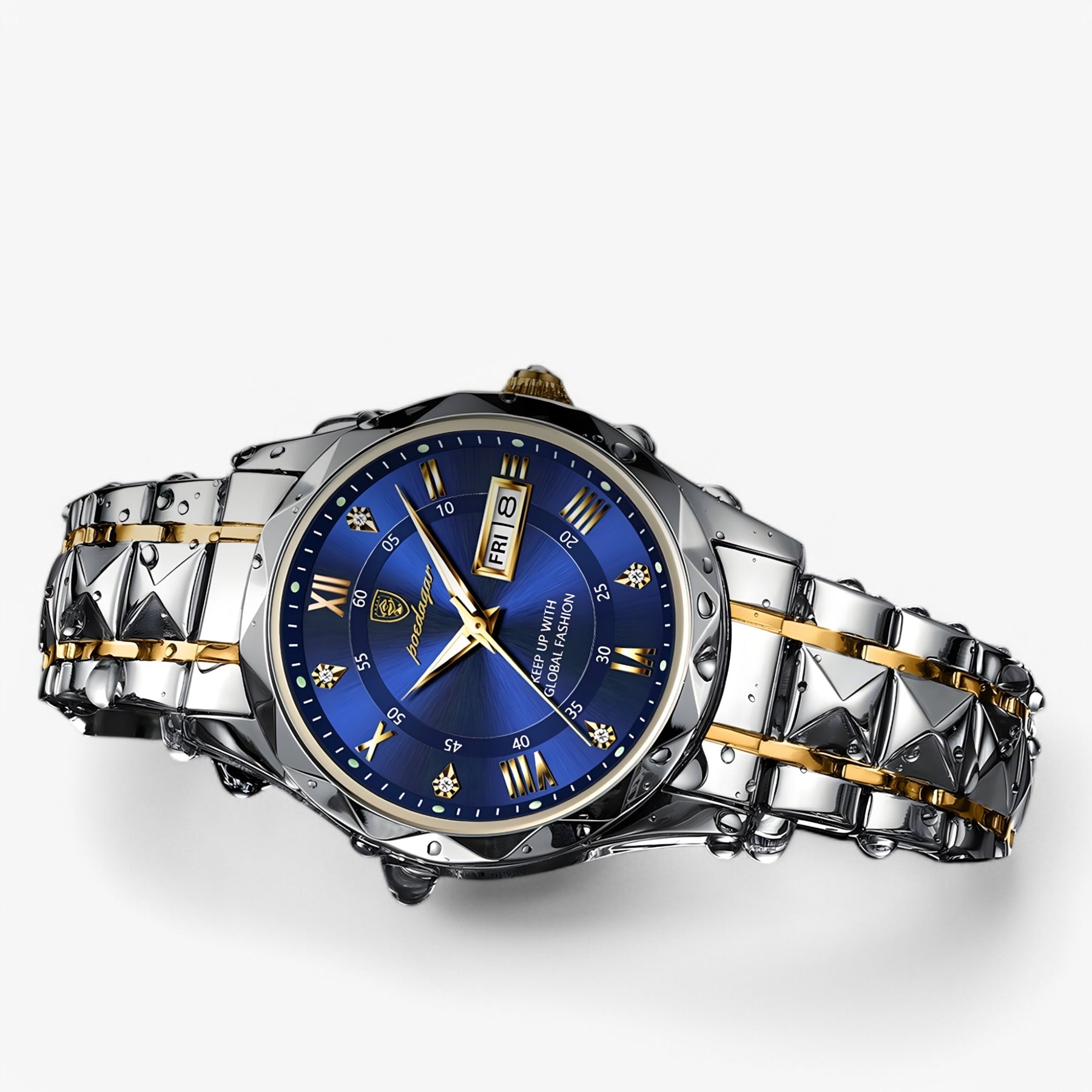 watches : Heren Automatisch Horloge Zilverblauw - Klassiek Polshorloge met Blauwe Lederen Band 40mm in van Pantino